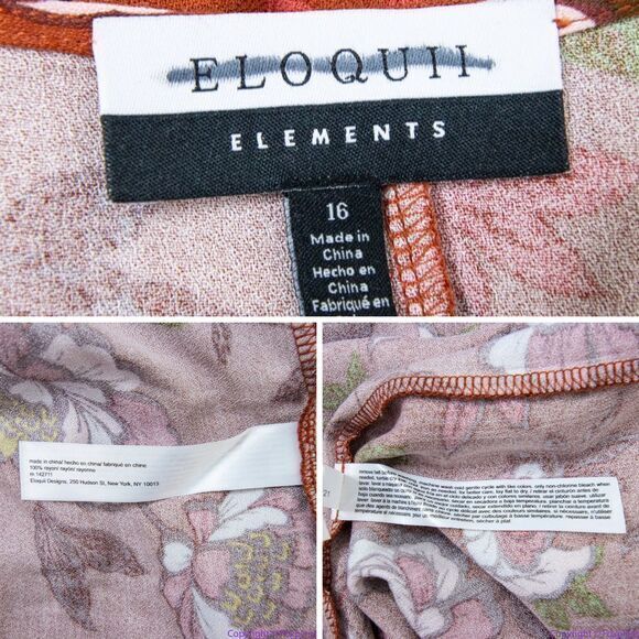 NEW Eloquii Elements Floral Print Midi Wrap Dress with Puff Sleeves, 16 - Picture 16 of 16